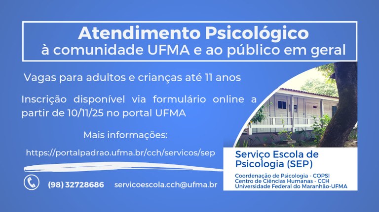 Serviço Escola de Psicologia da UFMA está com inscrições abertas para atendimento psicológico
