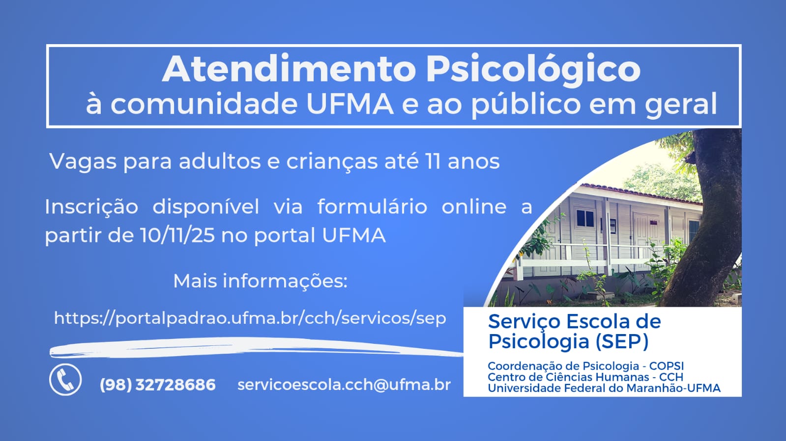 Serviço Escola de Psicologia da UFMA está com inscrições abertas para atendimento psicológico