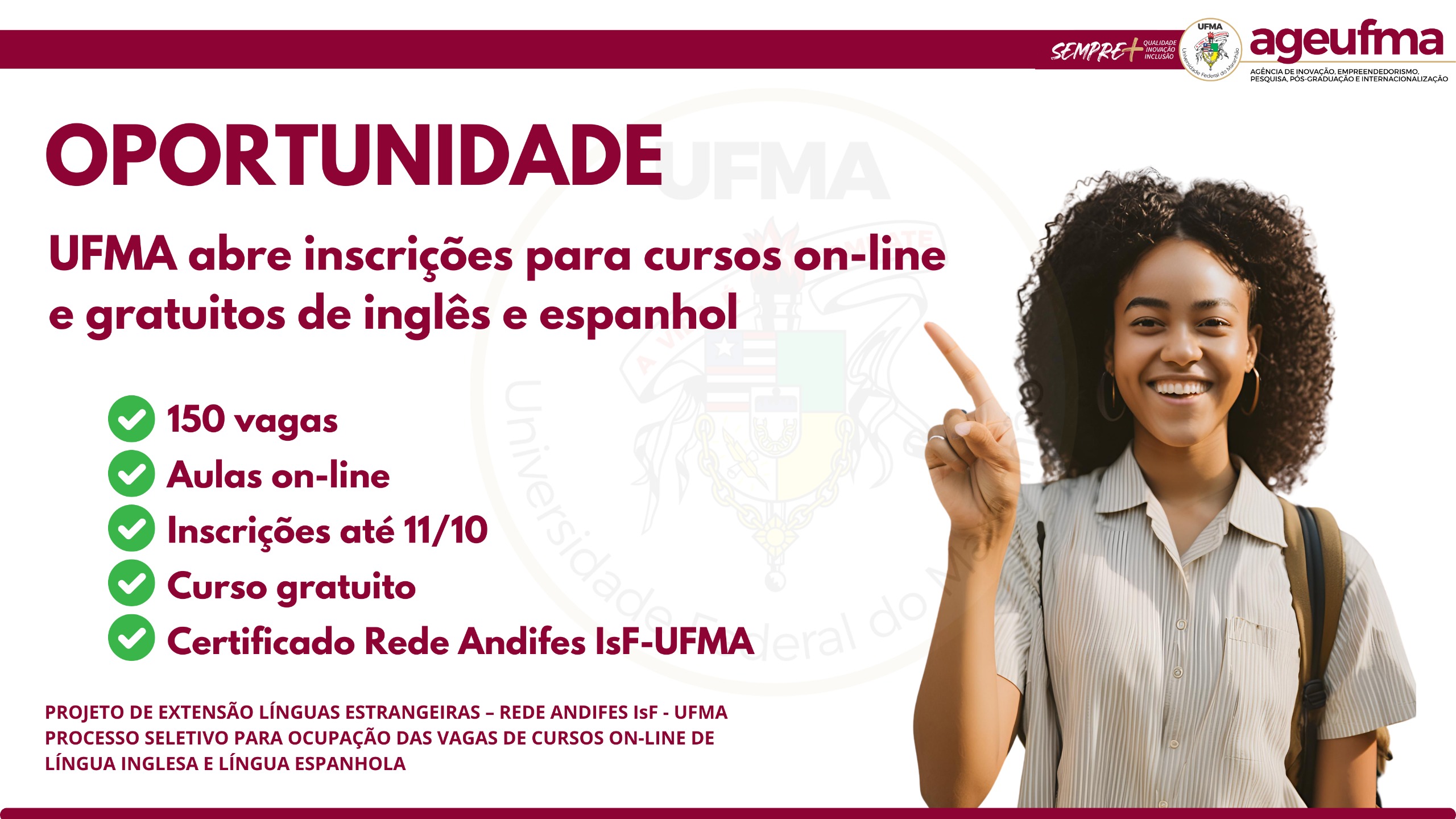 UFMA abre inscrições para cursos on-line e gratuitos de inglês e espanhol