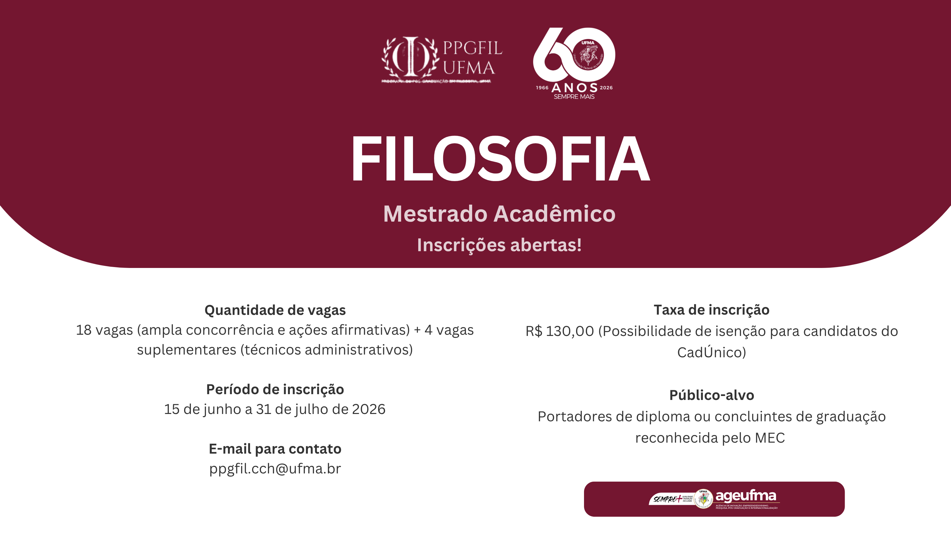 UFMA abre inscrições para o mestrado acadêmico em Filosofia