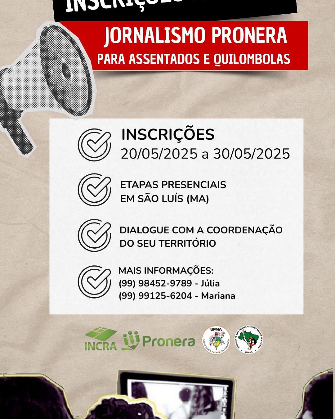 UFMA abre inscrições para turma especial de Jornalismo Pronera