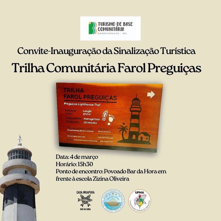 UFMA, associação de moradores e empreendedores locais inauguram, nesta quarta-feira, a Sinalização Turística da Trilha Farol Preguiças, em Barreirinhas