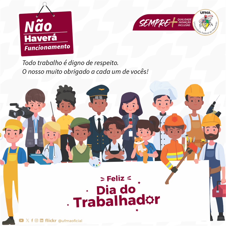 UFMA informa sobre feriado nessa quarta-feira, 01 de maio