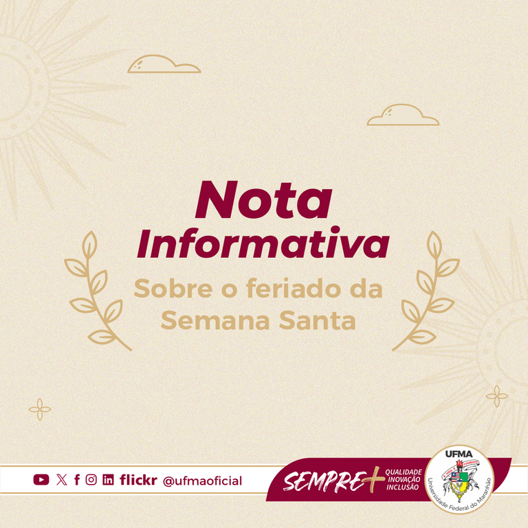 UFMA informa sobre ponto facultativo e feriado de páscoa