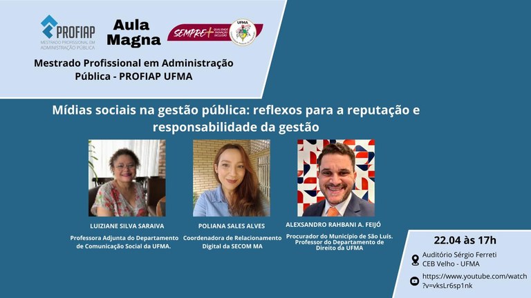 UFMA promove aula inaugural do PROFIAP com mesa redonda sobre comunicação e gestão pública