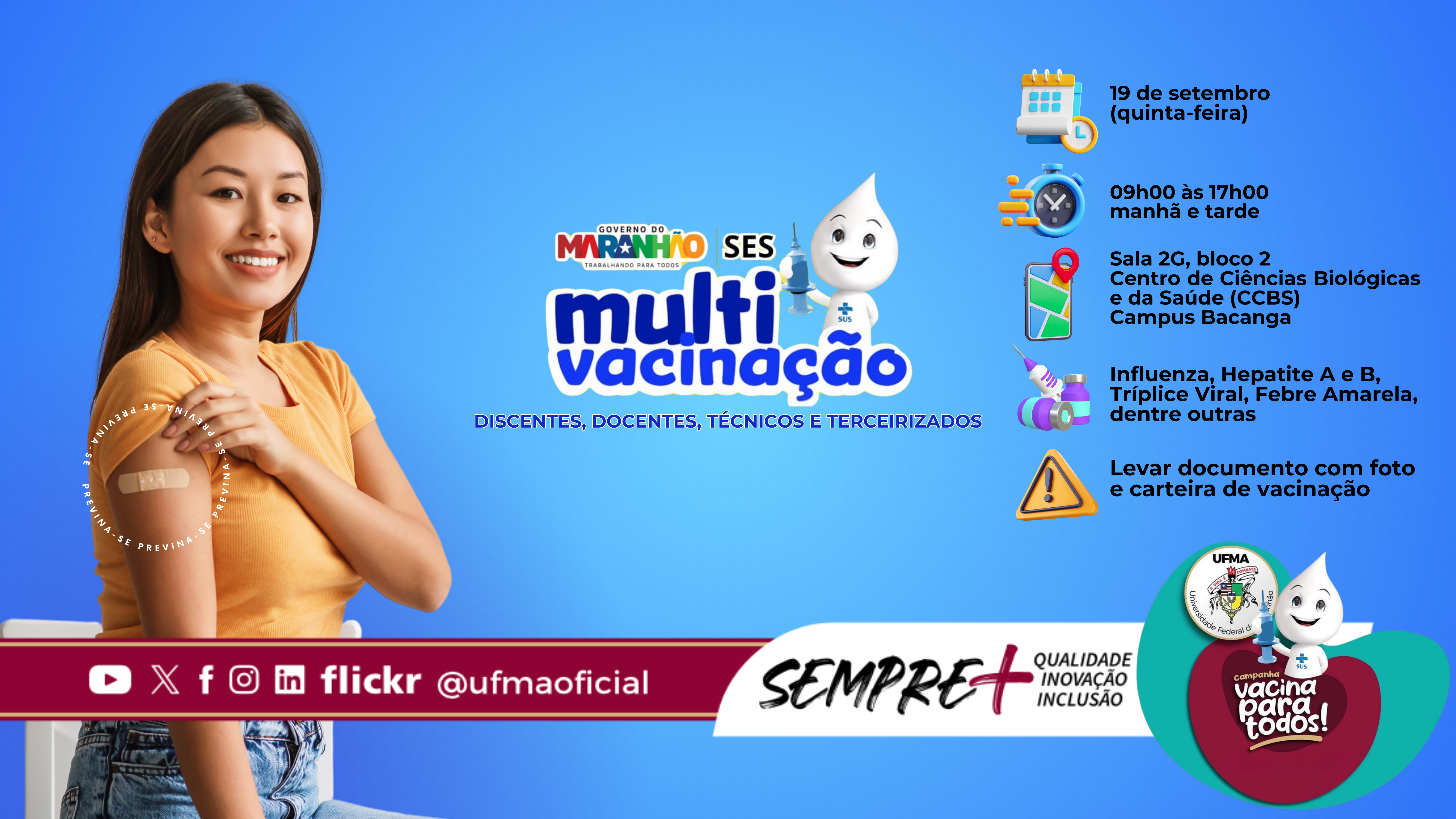 UFMA promove campanha de multivacinação nesta quinta-feira, 19