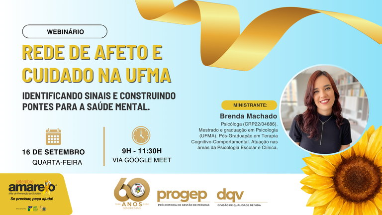 UFMA promove webinário “Rede de Afeto e Cuidado” como parte das campanhas do Setembro Amarelo