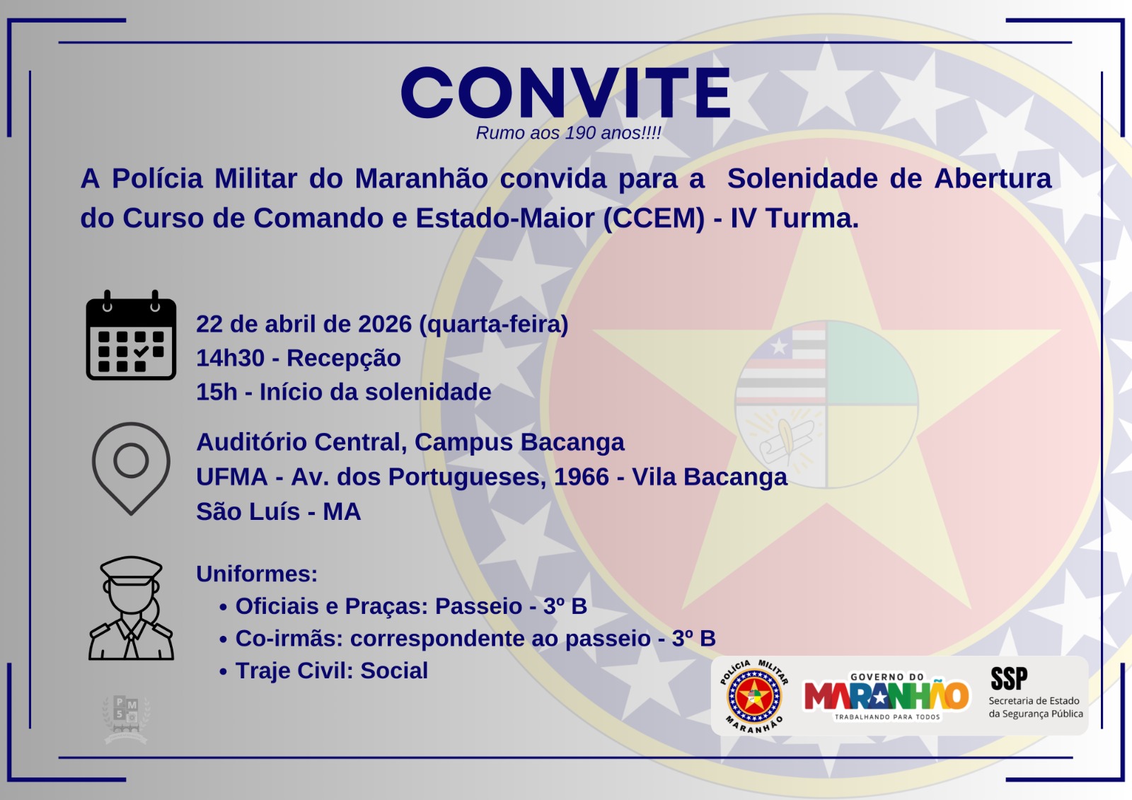 UFMA realiza aula inaugural da IV turma do Curso de Comando e Estado-Maior (CCEM)