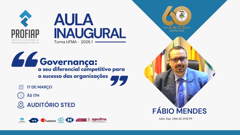 UFMA realiza aula inaugural do Profiap com palestra sobre Governança e reúne nova turma de mestrandos