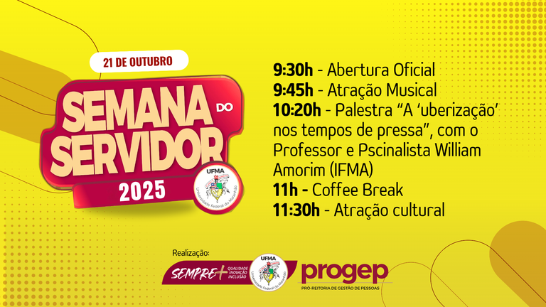 UFMA realiza Semana do Servidor entre os dias 21 e 24 de outubro
