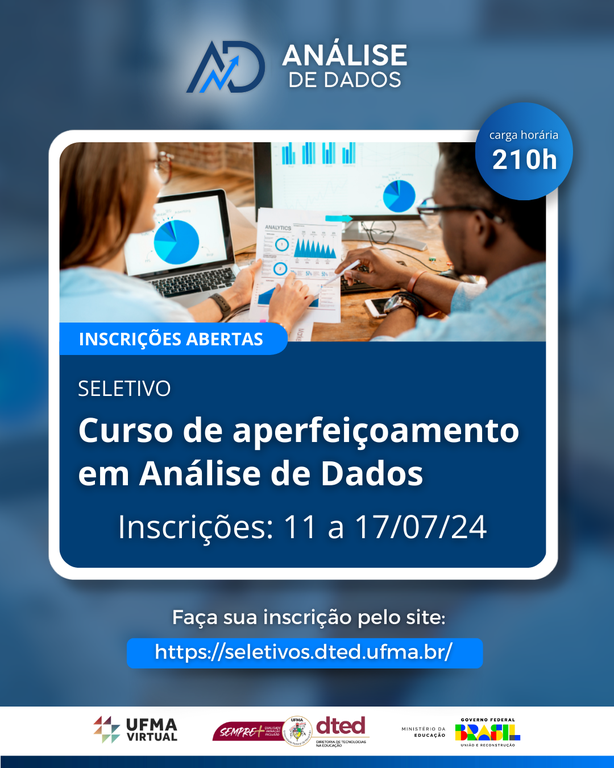 UFMA Virtual oferta 500 vagas para curso de aperfeiçoamento em análise de dados