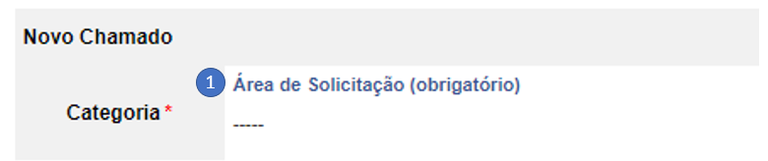 img01.png Imagem mostrando o campo (1)Categoria, onde se deve selecionar a área de solicitação
