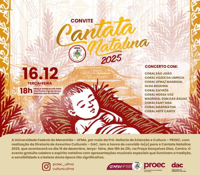 Cantata Natalina da UFMA promete encantar o Centro Histórico de São Luís