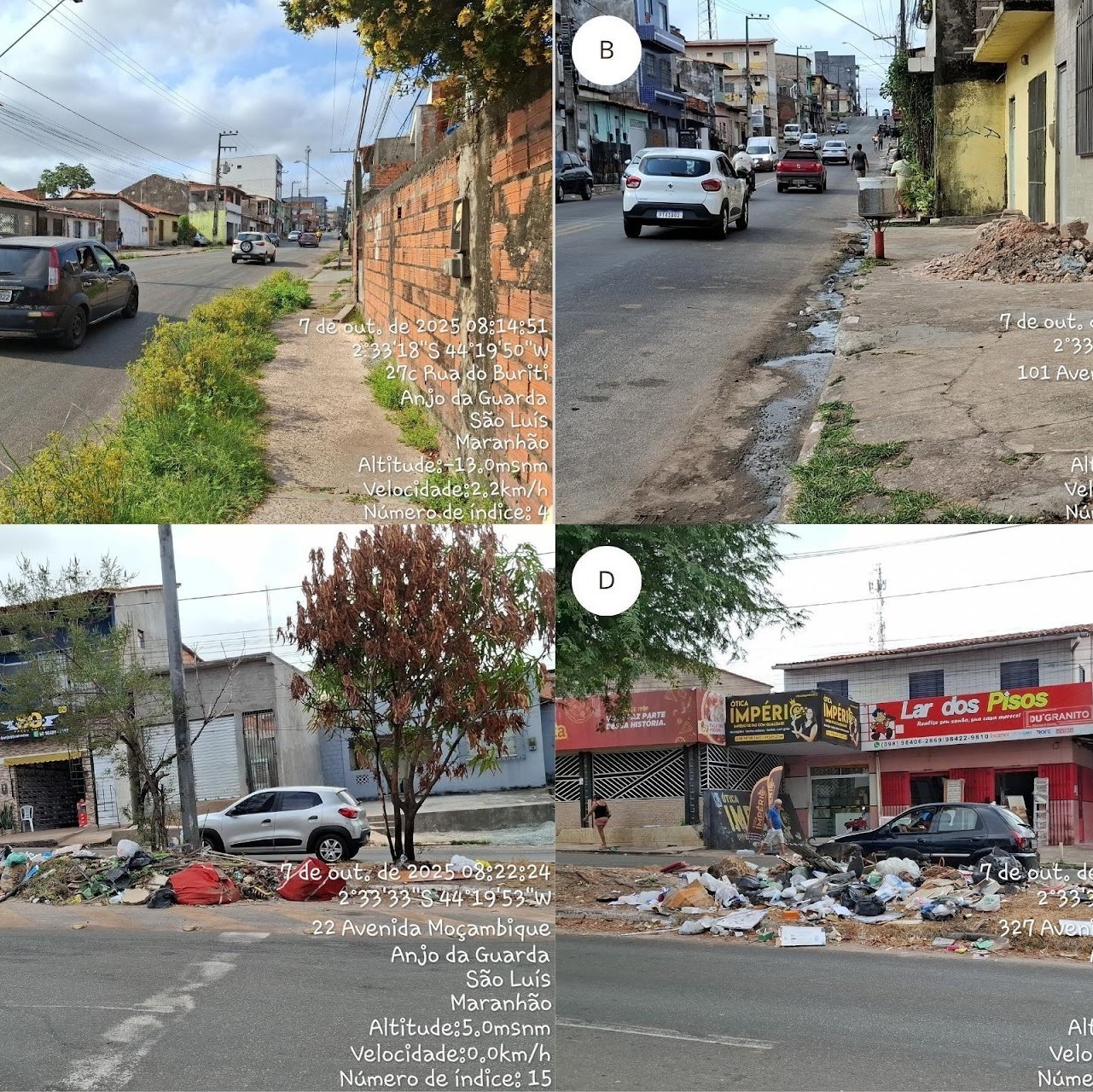 FOTO 3 - A ponto inicial da avenida_ B resíduos de construção civil_ C resíduos sólidos urbanos_ D resíduos comerciais. [Fonte Acervo-LEPENG] - Copia.jpg